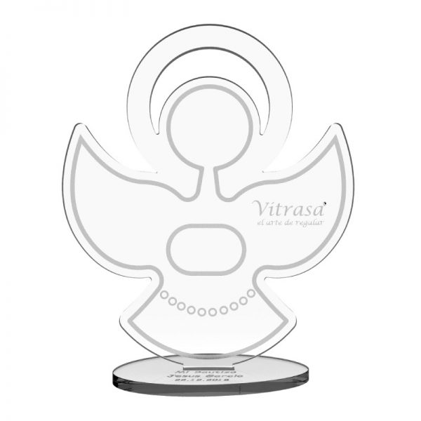Recuerdo bautizo primera comunion angel de acrilico transparente con nombre grabado